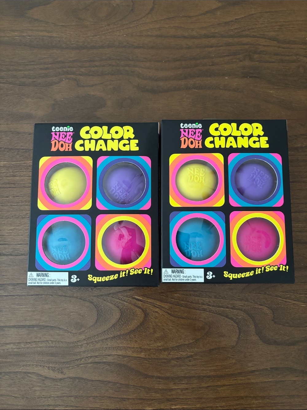 Lot of 2 Schylling Teenie NeeDoh Color Change Squeeze Toy 4-Pack Authentic F